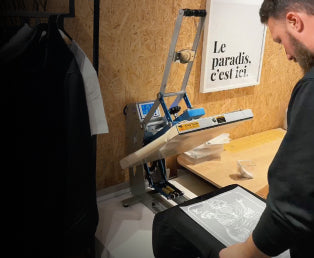 Maarten from Butchers & Barons printing shirts