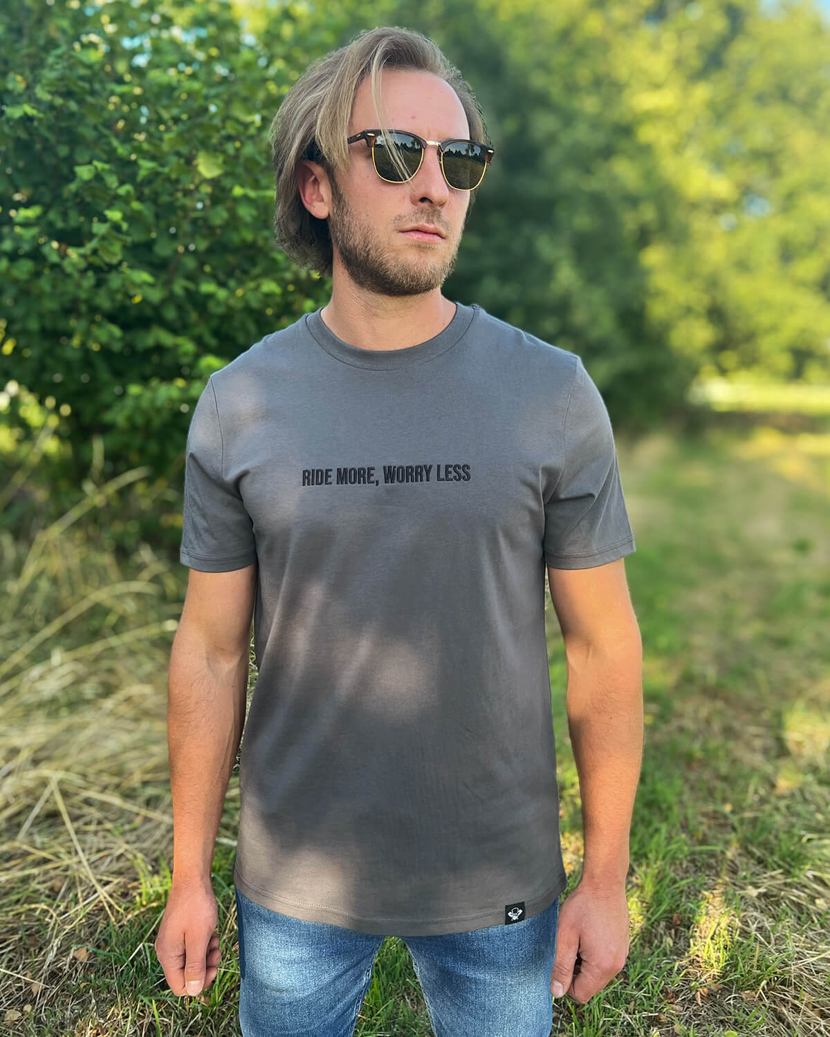 Ride more, Worry Less - Classic Embroidered T-shirt - Butchers & Barons