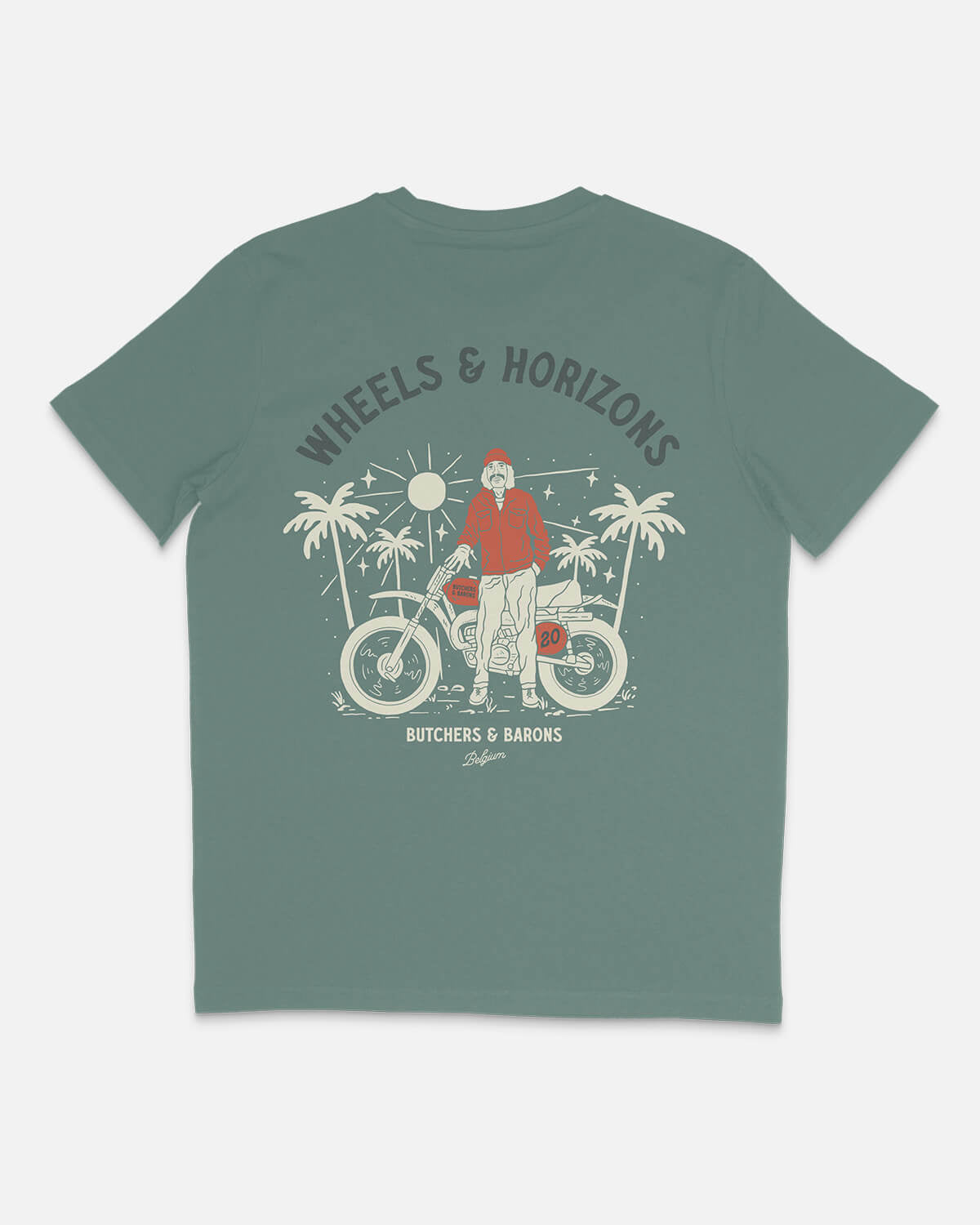 Wheels & Horizons - T-shirt - Green - Butchers & Barons