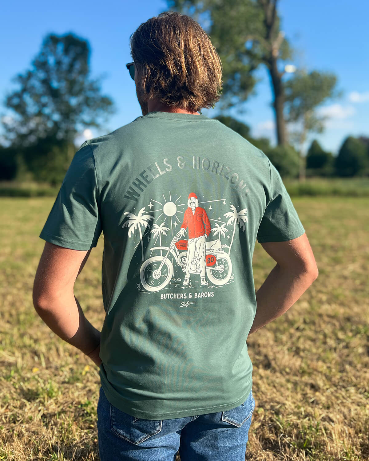 Wheels & Horizons - T-shirt - Green - Butchers & Barons