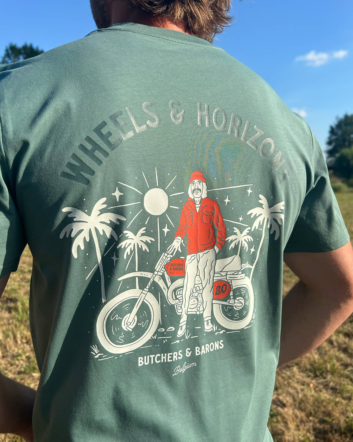 Wheels & Horizons - T-shirt - Green - Butchers & Barons