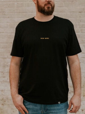 "Ride More, worry less" black motorcycle t-shirt by Butchers & Barons